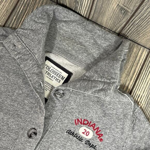 Colosseum IU Indiana Hoosiers Athletic Button Up Sweatshirt Cardigan M Varsity - Picture 2 of 8